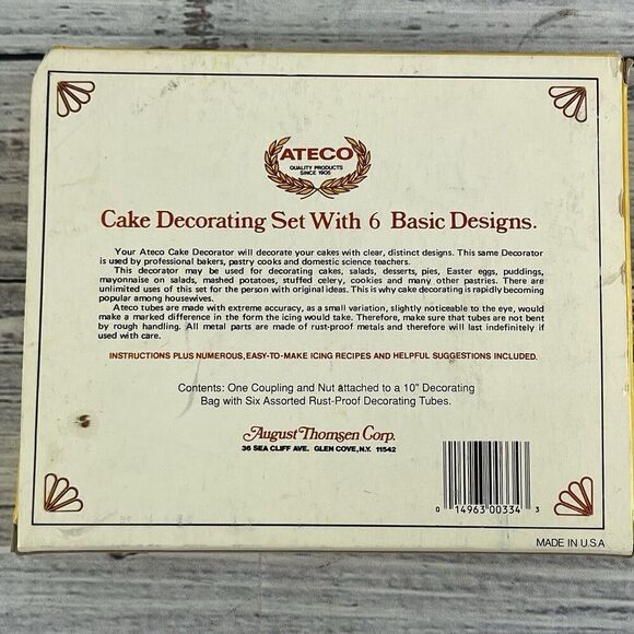 Ateco Fancy Pastry Cake Cookie Decorating Set 6 Icing Tips New in Box USA - Picture 7 of 8
